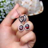 925 Silver Natural Garnet Earrings for Women