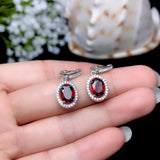 925 Silver Natural Garnet Earrings for Women