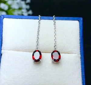 925 Silver Garnet Earrings for Women
