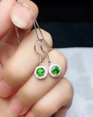925 Silver Natural Diopside Earrings