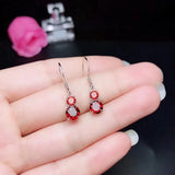 925 Silver Garnet Earrings Women