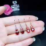 925 Silver Garnet Earrings Women