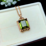 18K Green Tourmaline Pendant Necklace Noble Women's Jewelry