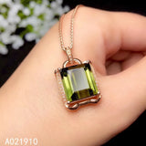 18K Green Tourmaline Pendant Necklace Noble Women's Jewelry