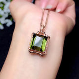 18K Green Tourmaline Pendant Necklace Noble Women's Jewelry