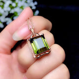 18K Green Tourmaline Pendant Necklace Noble Women's Jewelry