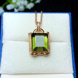 18K Green Tourmaline Pendant Necklace Noble Women's Jewelry