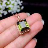 18K Green Tourmaline Pendant Necklace Noble Women's Jewelry