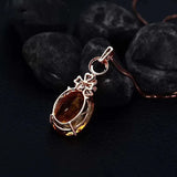 925 Silver Citrine Necklace Inlaid Pendant for Women