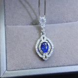 925 Sterling Silver Natural Sapphire Pendant Necklace for Women