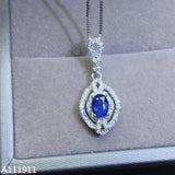 925 Sterling Silver Natural Sapphire Pendant Necklace for Women