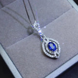 925 Sterling Silver Natural Sapphire Pendant Necklace for Women