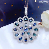 925 Silver Natural Sapphire Pendant Necklace for Women