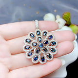 925 Silver Natural Sapphire Pendant Necklace for Women