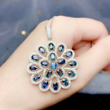 925 Silver Natural Sapphire Pendant Necklace for Women