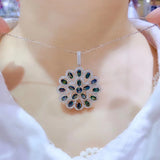 925 Silver Natural Sapphire Pendant Necklace for Women