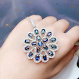 925 Silver Natural Sapphire Pendant Necklace for Women