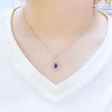 925 Silver Women's Pendant Necklace with Natural Sapphire Inlay