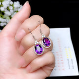 925 Sterling Silver Amethyst Gemstone Earrings