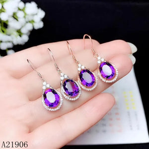 925 Sterling Silver Amethyst Gemstone Earrings