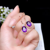 925 Sterling Silver Amethyst Gemstone Earrings