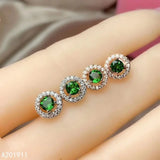 925 Silver Natural Diopside Earrings, Detection Supported
