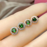 925 Silver Natural Diopside Earrings, Detection Supported