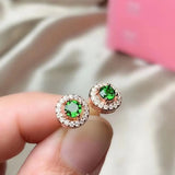 925 Silver Natural Diopside Earrings, Detection Supported