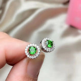 925 Silver Natural Diopside Earrings, Detection Supported