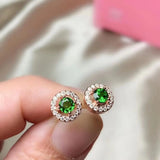 925 Silver Natural Diopside Earrings, Detection Supported