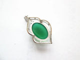 925 Sterling Silver Green Chalcedony Inlaid Boutique Jewelry