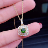 925 Silver Diopside Necklace Pendant for Women