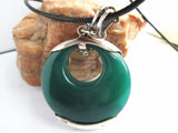 S925 Sterling Silver Taiyin Green Agate Pendant Retro Exaggeration