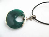 S925 Sterling Silver Taiyin Green Agate Pendant Retro Exaggeration