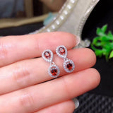 925 Silver Garnet Gemstone Earrings, Female Jewelry