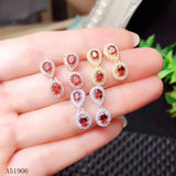 925 Silver Garnet Gemstone Earrings, Female Jewelry