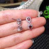 925 Silver Garnet Gemstone Earrings, Female Jewelry