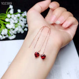 925 Sterling Silver Natural Garnet Gemstone Earrings Ear Line