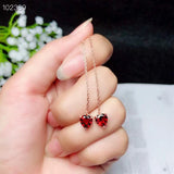 925 Sterling Silver Natural Garnet Gemstone Earrings Ear Line