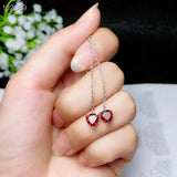 925 Sterling Silver Natural Garnet Gemstone Earrings Ear Line