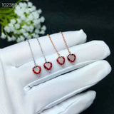 925 Sterling Silver Natural Garnet Gemstone Earrings Ear Line