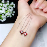 925 Sterling Silver Natural Garnet Gemstone Earrings Ear Line