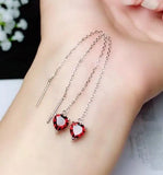 925 Sterling Silver Natural Garnet Gemstone Earrings Ear Line