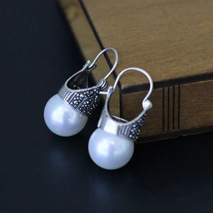 925 Sterling Silver Pearl Inlay Women's Earring