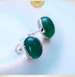 S925 Sterling Silver Green Agate Ear Nail for Women