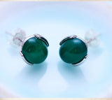 S925 Sterling Silver Green Agate Ear Nail for Women