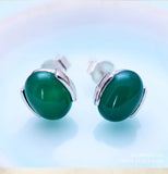 S925 Sterling Silver Green Agate Ear Nail for Women