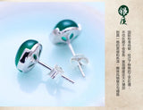 S925 Sterling Silver Green Agate Ear Nail for Women