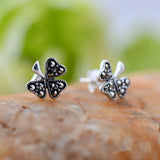S925 Four-Leaf Clover Silver Stud Earrings