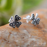 S925 Four-Leaf Clover Silver Stud Earrings